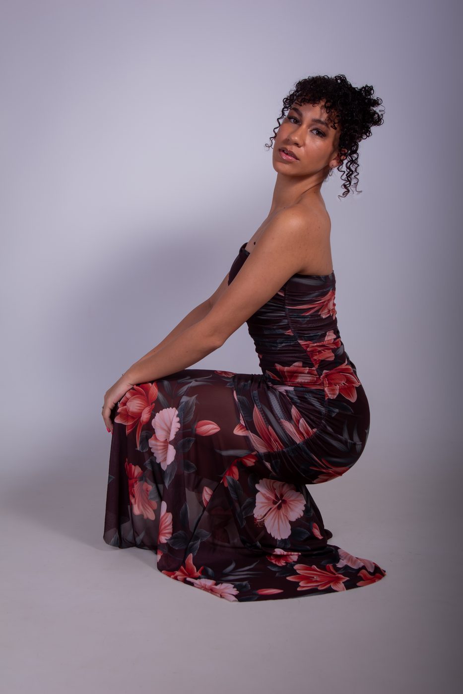 Hannah Kerchhoff in a floral dress